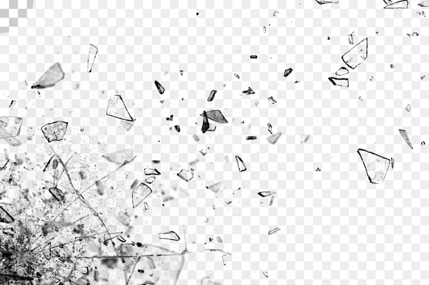 Broken glass shards. transparent background