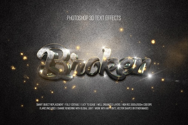 Broken Photoshop 3D Text Effects