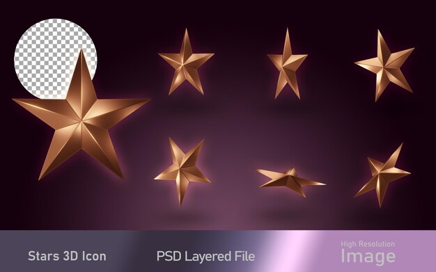 Bronze textured stars 3D icon