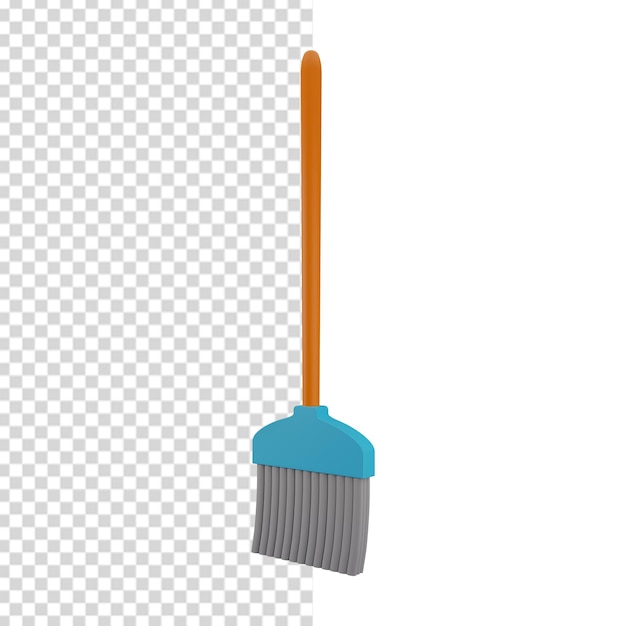 Broom 3d illustration isolated on white background 3D broom illustration