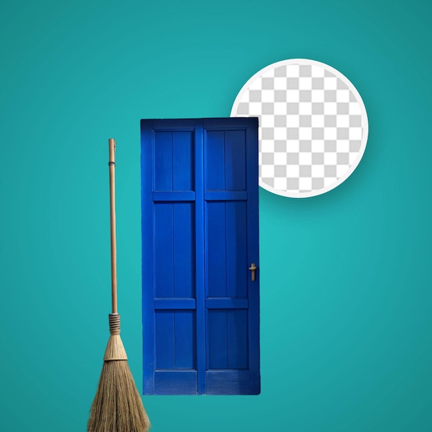 Broom and door isolated on transparent background