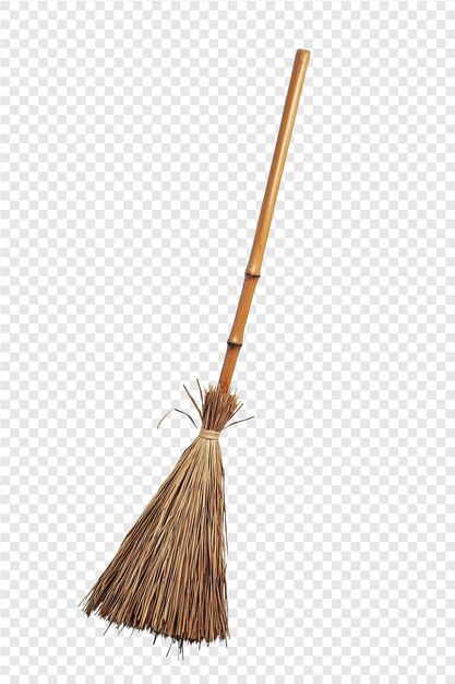 PSD a broom with a wooden handle on a transparent background