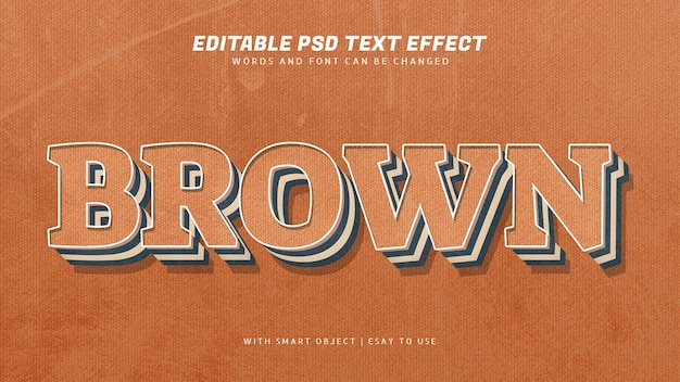 Brown 3d retro style text effect