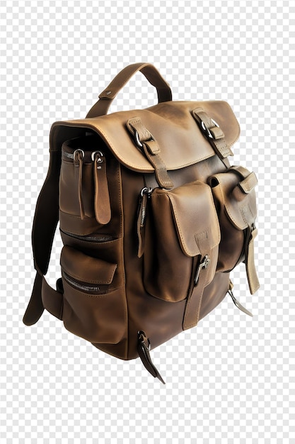 PSD a brown backpack with a strap that says brown