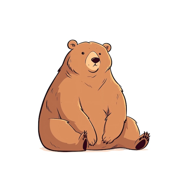 Brown Bear Cartoon Seated Comfortably Cartoon Illustration