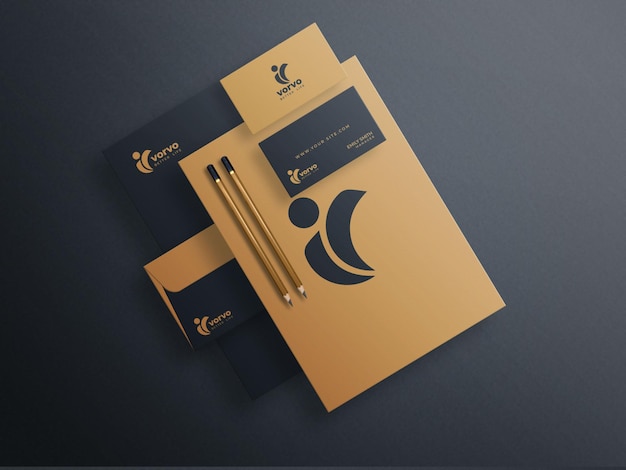 Brown and black stationery mockup set