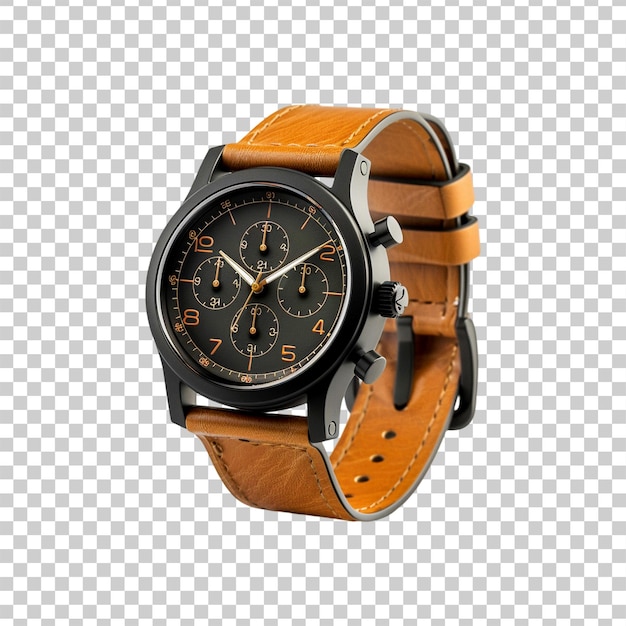 PSD a brown and black watch with a brown band and the number 5 on it