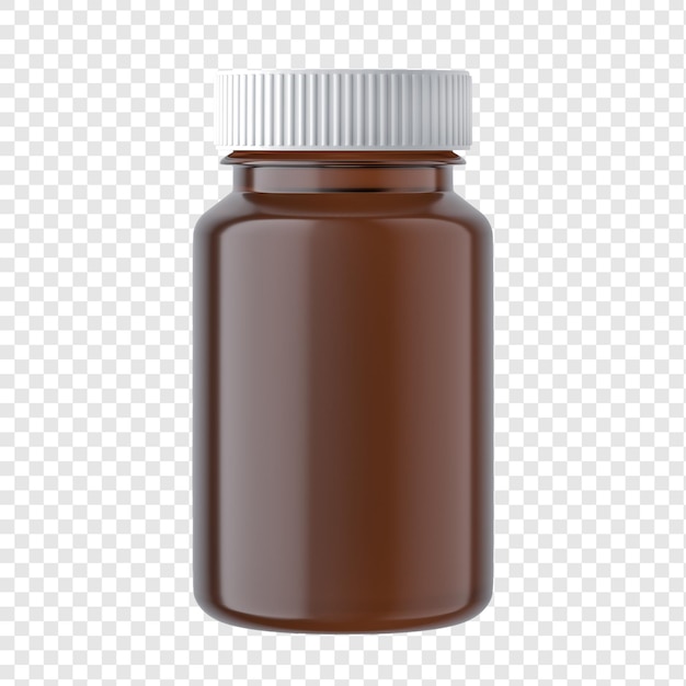 a brown bottle of brown liquid with a white cap