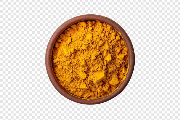 PSD a brown bowl of orange turmeric is shown on a transparent background