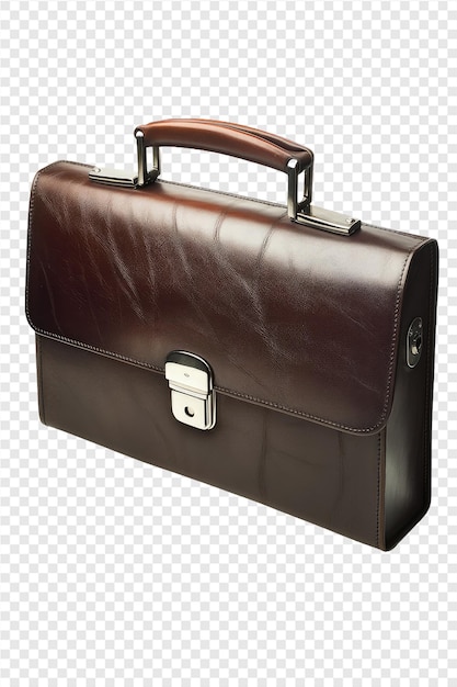 PSD brown briefcase with a handle on a transparent background