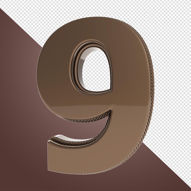 A brown and brown letter 9 with a brown background.