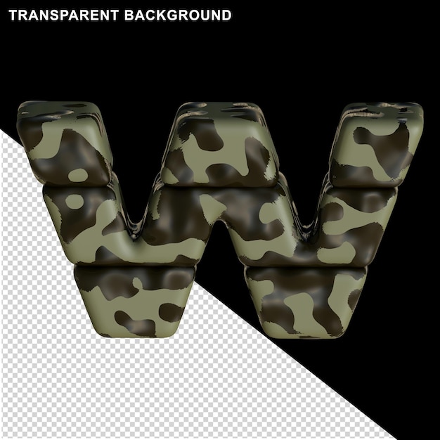 Brown camouflage. 3d letter w