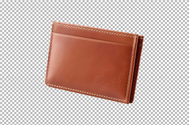 PSD brown cardholder wallet isolated on transparent background