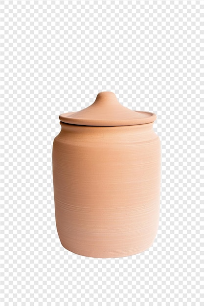 PSD a brown ceramic pot with a lid on it