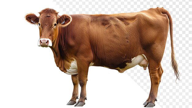 PSD brown cow standing isolated on white background