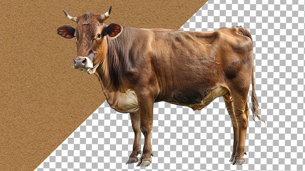 A brown cow on standing position isolated on white background