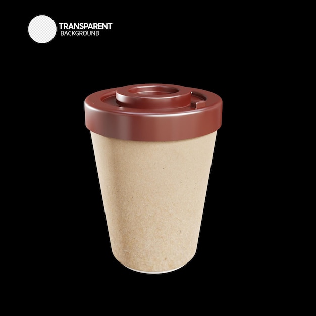 A brown cup with a green lid that says transparent photography.