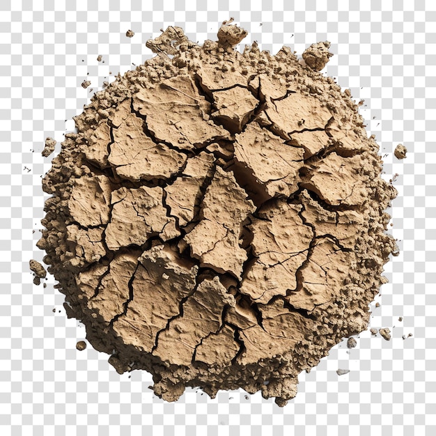 PSD brown dried soil surface realistic isolated on transparent background