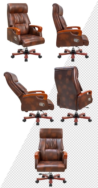 PSD brown executive office chair. isolated from the background. view from different sides