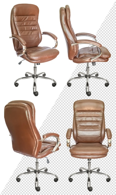 Brown executive office chair. Isolated from the background. View from different sides