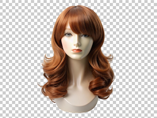 brown hair wig extravaganza on transparent background