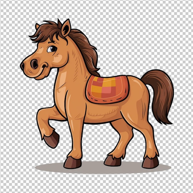 PSD brown horse cartoon isolated on transparent background