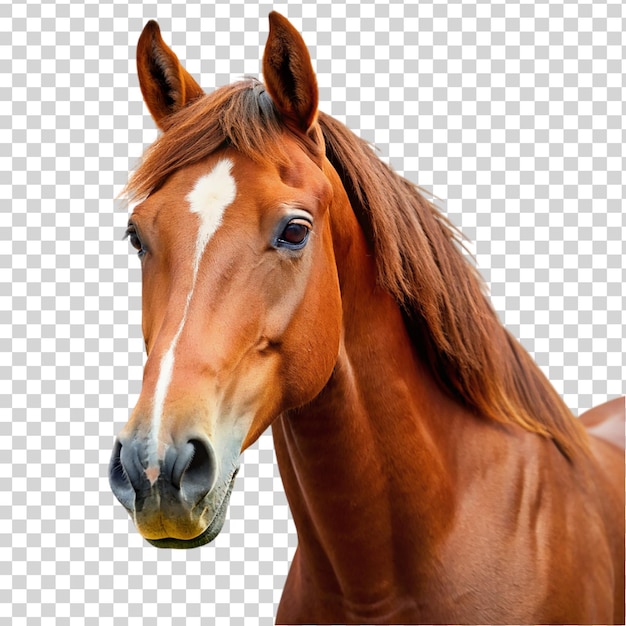 PSD brown horse portrait isolated on transparent background