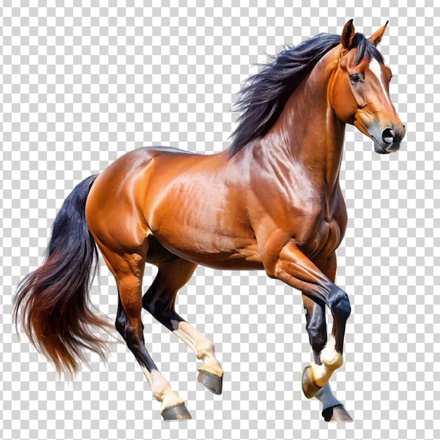 A brown horse running on transparent background