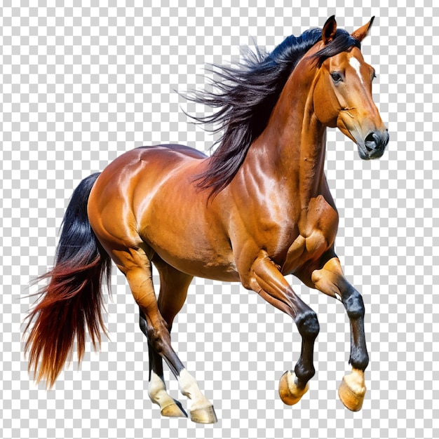 A brown horse running on transparent background