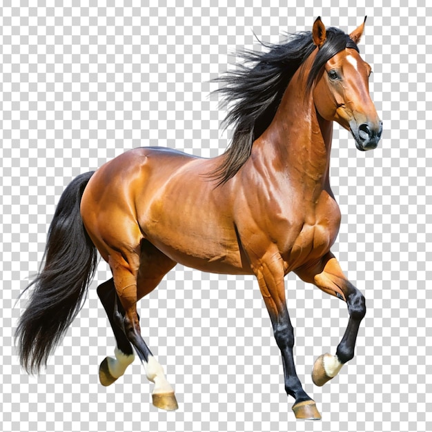 A brown horse running on transparent background