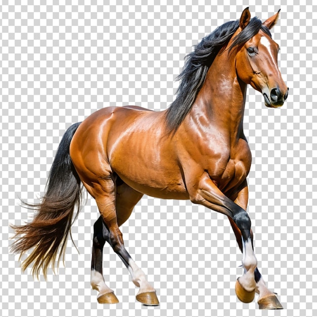 A brown horse running on transparent background