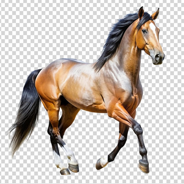 A brown horse running on transparent background