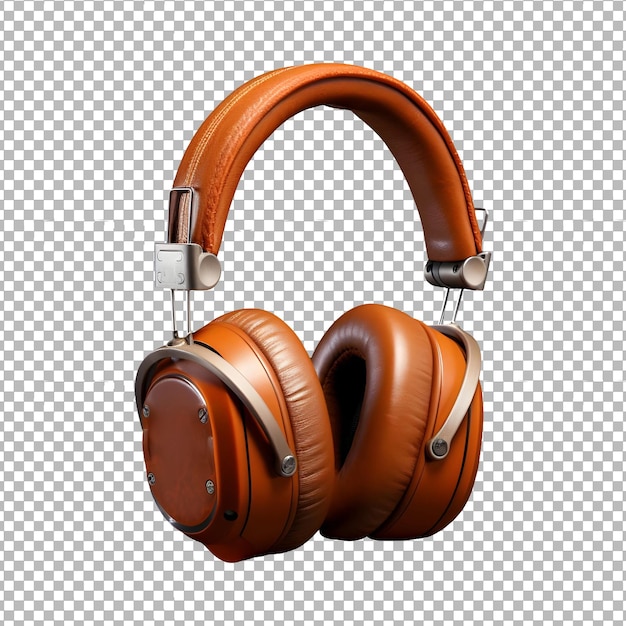 Brown Leather Bluetooth Headphone PNG isolated on transparent background