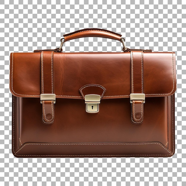 PSD brown leather briefcase on transparent background