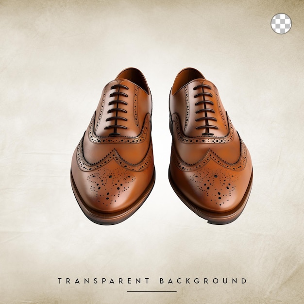 PSD brown leather brogue shoes isolated on transparent background