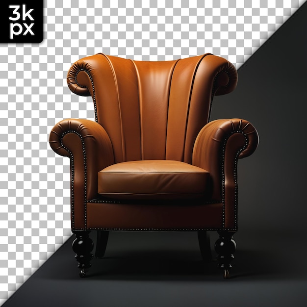 a brown leather chair with a black background with a x - x - x on the back