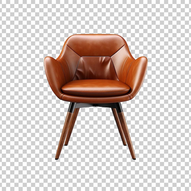 PSD brown leather chair with a brown leather back on a isolated background