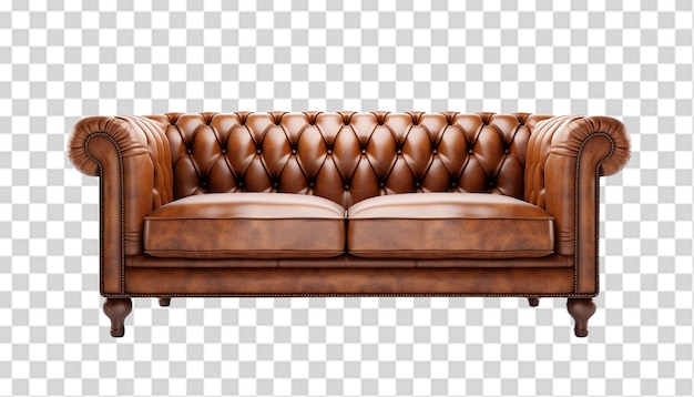 A brown leather chesterfield sofa