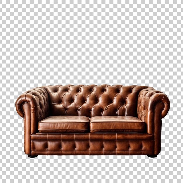 PSD a brown leather couch with a design on the back