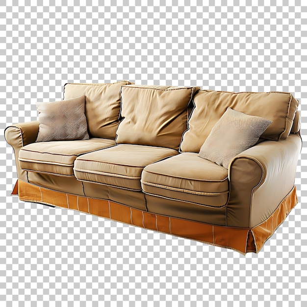 a brown leather couch with a pillow on it