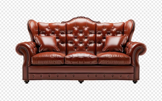 PSD a brown leather couch with a red leather cover