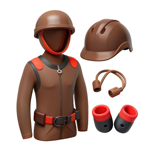 a brown leather helmet with a red strap