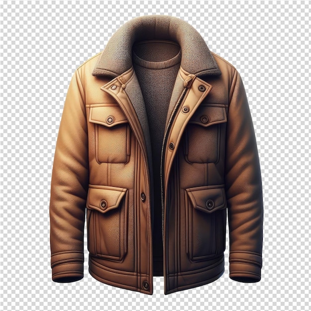 PSD a brown leather jacket with a zipper