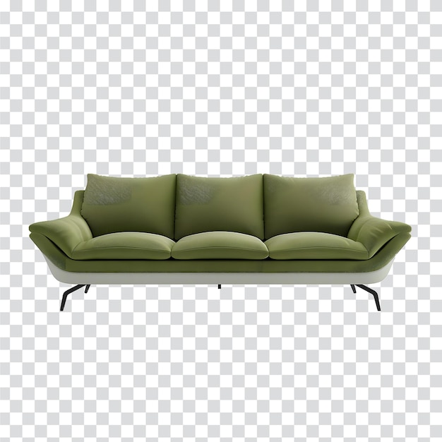 Brown leather sofa couch with a brown leather seat and back on transparent PNG