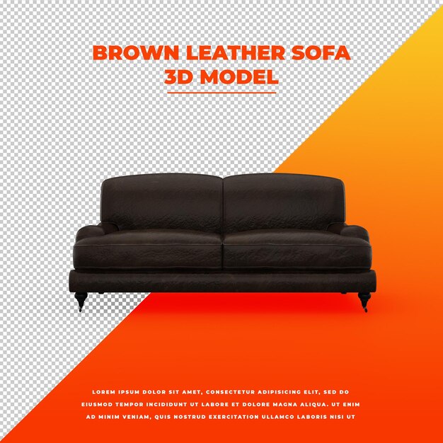 Brown Leather Sofa isolated 3d model