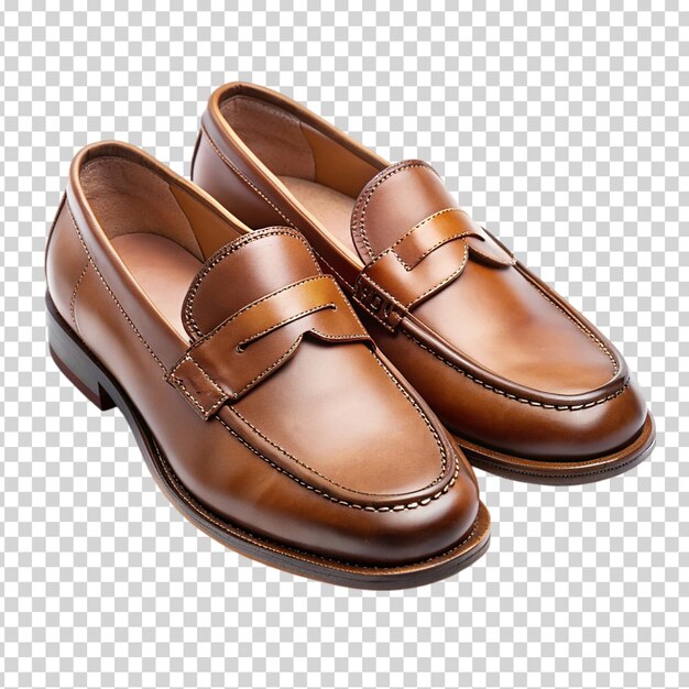 PSD brown loafers with a buckle on transparent background