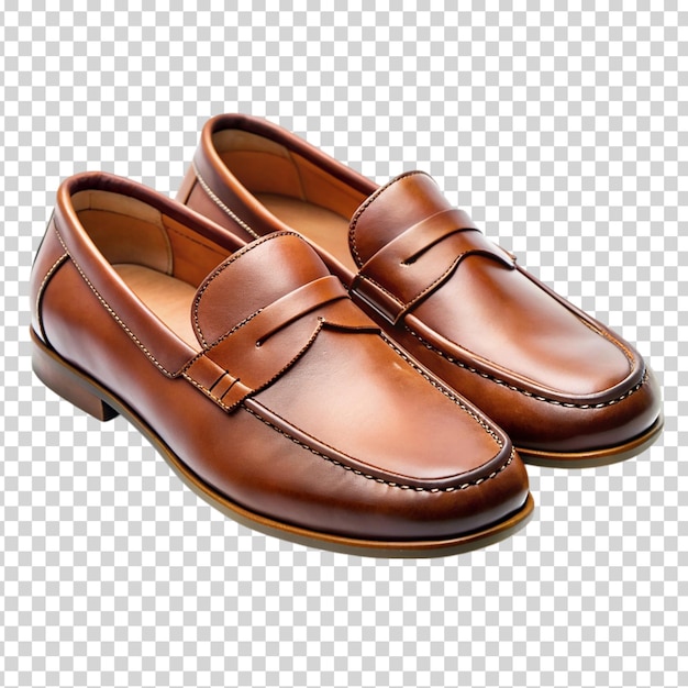 Brown loafers with a buckle on transparent background