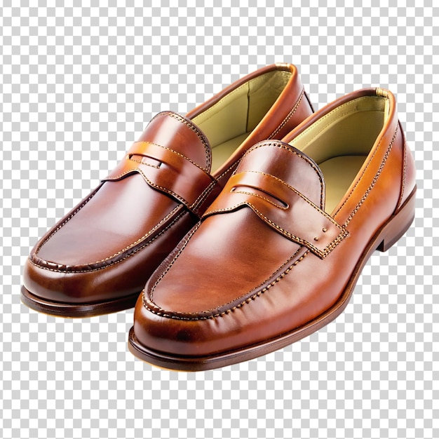 Brown loafers with a buckle on transparent background