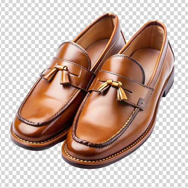 Brown loafers with a buckle on transparent background