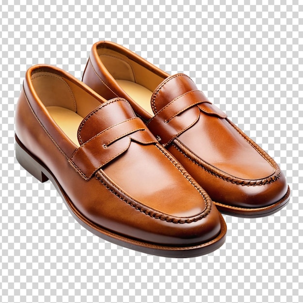 Brown loafers with a buckle on transparent background